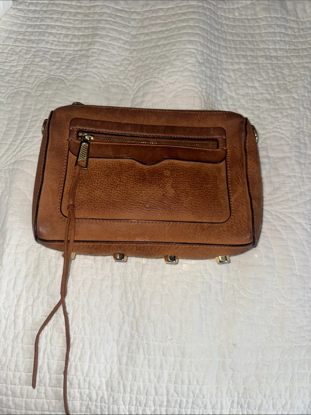 Rebecca Minkoff Leather Crossbody Bag in Cognac Brown